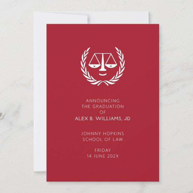 Law School Graduation Announcement (Front)