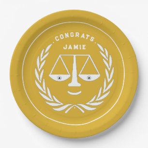 Law School Graduation Gold Paper Plates