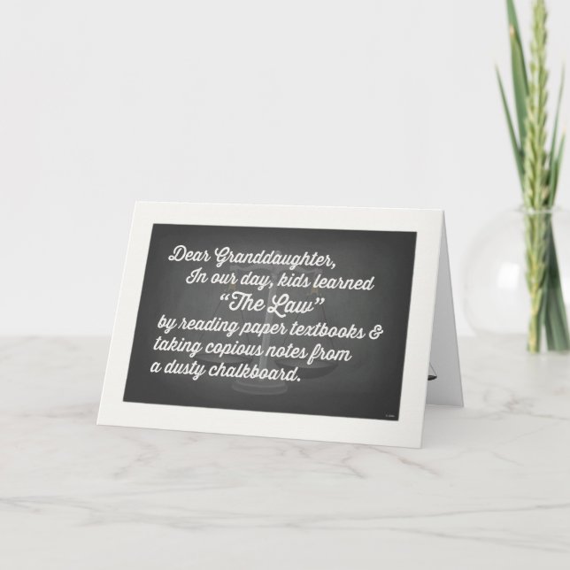 Law School Graduation, Granddaughter, Humour Card (Front)