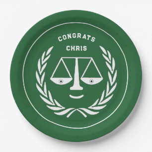 Law School Graduation Green Paper Plate