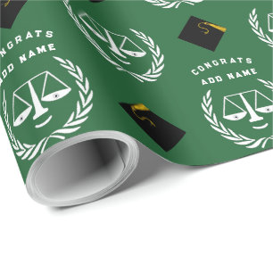 Law School Graduation Green Wrapping Paper