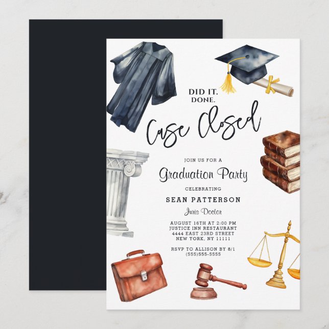 Law School Graduation Party Invitation (Front/Back)