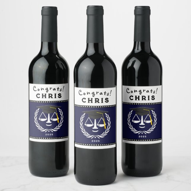 Law School Graduation Party Wine Label (Bottles)
