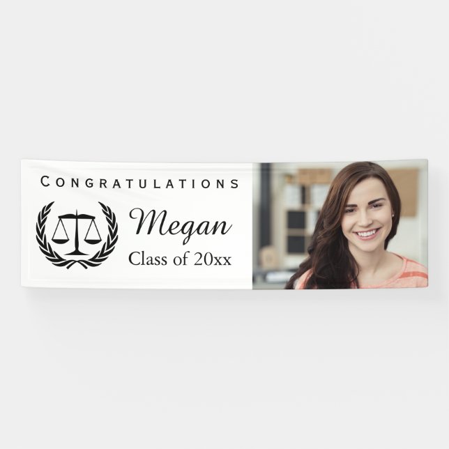 Law School Graduation Scales of Justice Banner (Horizontal)