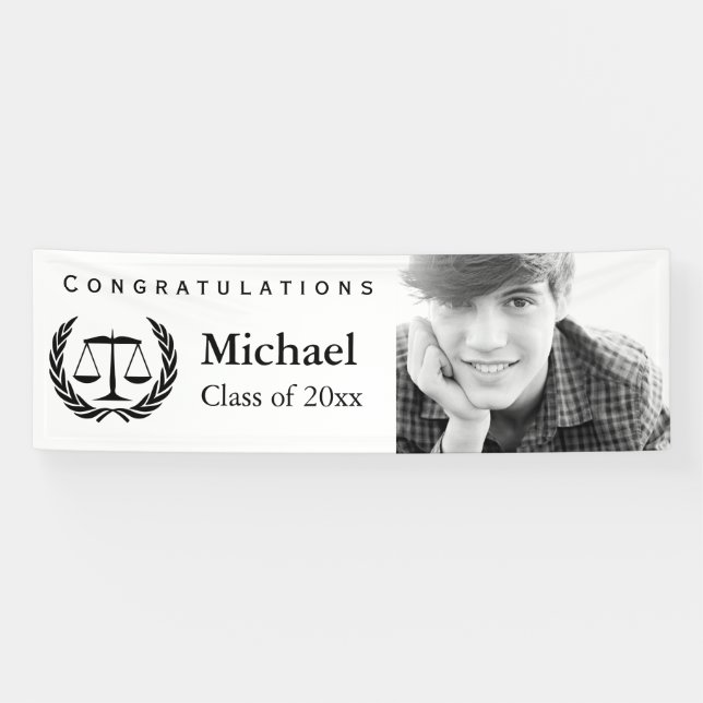 Law School Graduation Scales of Justice Banner (Horizontal)