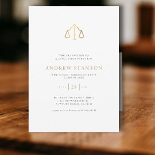 Law School Graduation Scales of Justice Modern Invitation