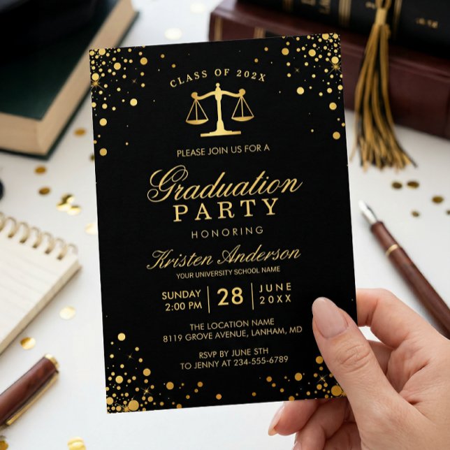 Law School Logo Graduate Graduation Party Invitation (Creator Uploaded)