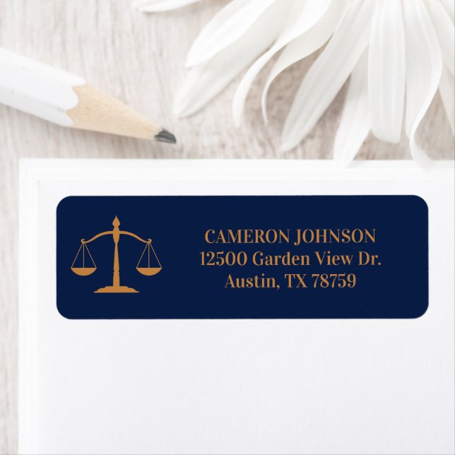 Law School Navy Blue Gold Lawyer Return Address (Insitu)