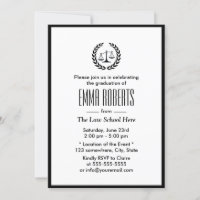 Law School Simple Plain Black Border Graduation