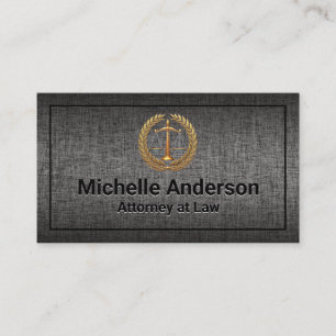 Law Seal Logo   Grey Fabric Texture Business Card