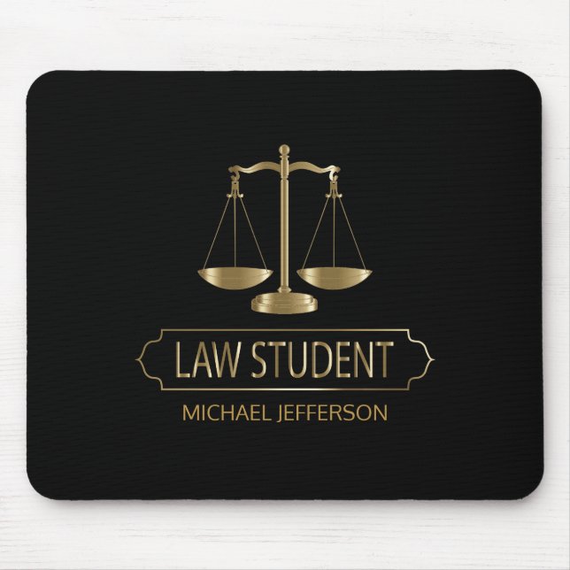 Law Student - Black and Gold Mouse Pad (Front)