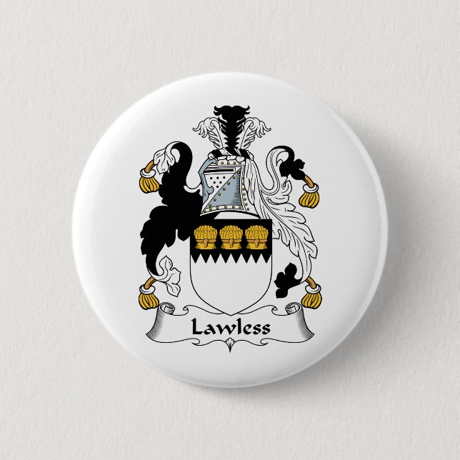 Lawless Family Crest 2 Inch Round Button (Front)