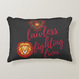 Lawless fighting lion accent pillow