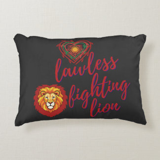 Lawless fighting lion accent pillow