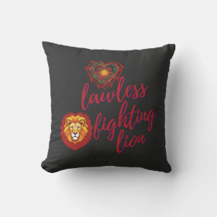 Lawless fighting lion throw pillow