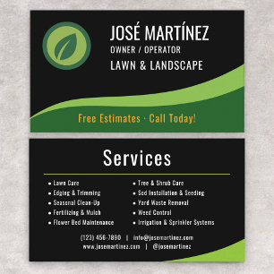 Lawn and Landscape Black Green  Business Card