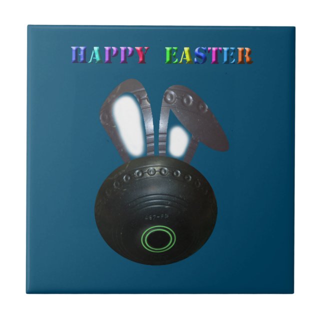 Lawn Bowl Easter Bunny, Ceramic Tile (Front)