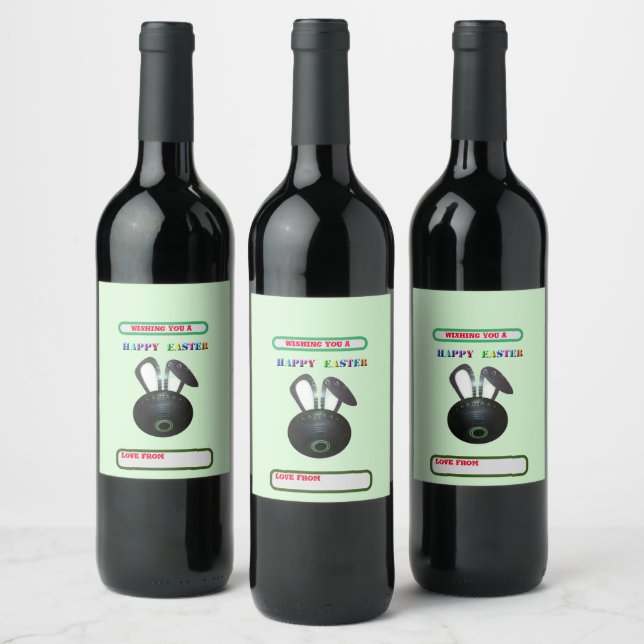 Lawn Bowl Easter Bunny, Easter  Wine Label (Bottles)
