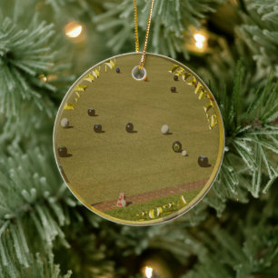 Lawn Bowls 2024 Golden Coin,  Ceramic Ornament
