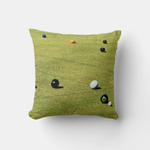 Lawn Bowls Action, Throw Pillow
