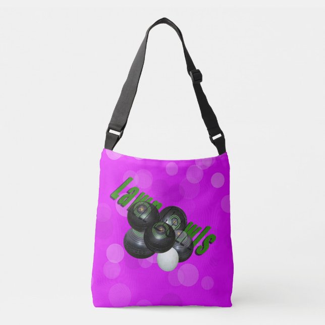 Lawn Bowls And Jack On Pink Bokeh, Crossbody Bag (Front)