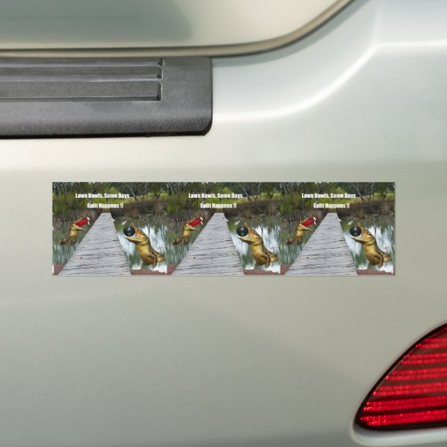 Lawn Bowls Australia Split Happens, Bumper Sticker (On Car)