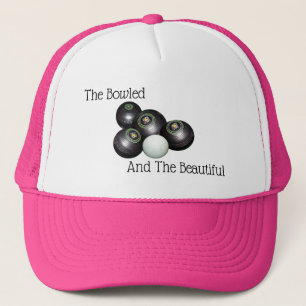 Lawn Bowls Bowled Beautiful Logo, Pink Trucker Hat