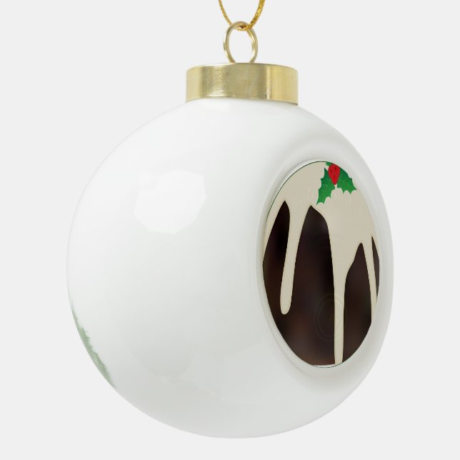Lawn Bowls Christmas Pudding, Ceramic Ball Christmas Ornament (Left)