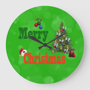 Lawn Bowls Christmas Style, Large Wall Clock