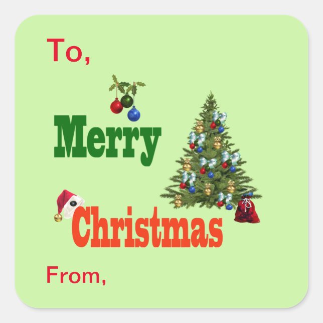 Lawn Bowls Christmas Tree And Stocking,  Square Sticker (Front)