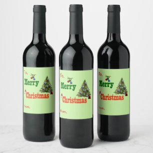 Lawn Bowls Christmas Tree And Stocking, Wine Label