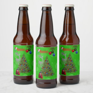 Lawn Bowls Christmas Tree Design, Beer Bottle Label