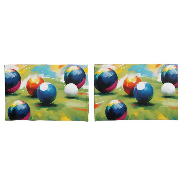 Lawn Bowls Color Splash,  Pillowcase (Front-Set)