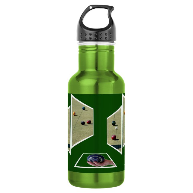 Lawn Bowls Dimensional Art, 532 Ml Water Bottle (Front)
