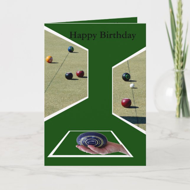 Lawn Bowls Dimensions, Greetings Birthday Card. Card (Front)