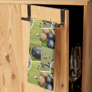 Lawn Bowls Five Picture Collage, Dish Towel