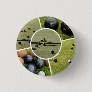 Lawn Bowls Five Picture Photo Collage, Badge 1 Inch Round Button