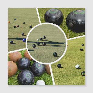 Lawn Bowls Five Picture Photo Collage, Magnet Card