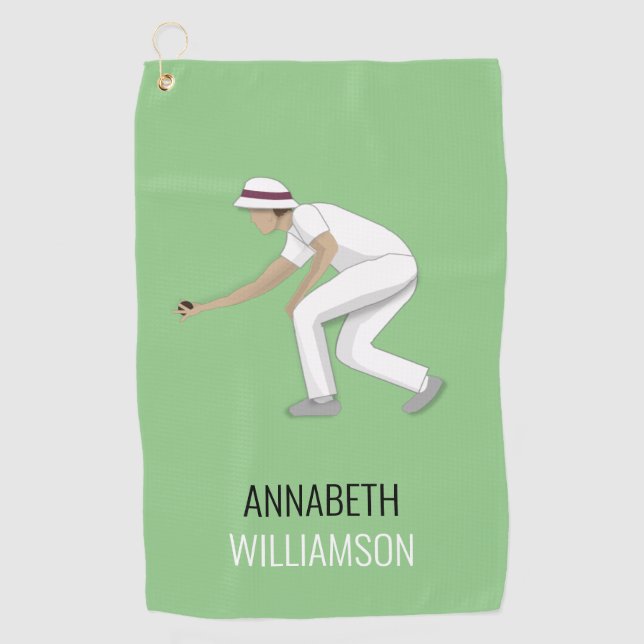 Lawn Bowls Golf Towel (Front)