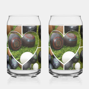 Lawn Bowls Heart Photo Collage, Can Glass