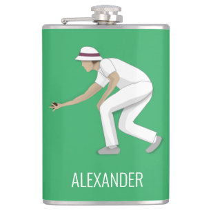 Lawn Bowls Hip Flask