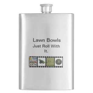 Lawn Bowls Just Roll With It, Hip Flask