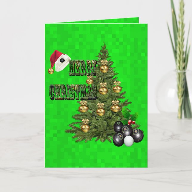 Lawn Bowls Merry Christmas Design, Card (Front)