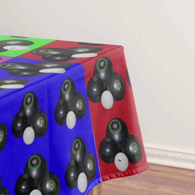 Lawn Bowls Multi Coloured Patchwork Pattern, Large Tablecloth (In Situ)