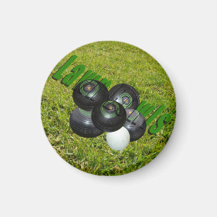 Lawn Bowls On Green Grass, Magnet