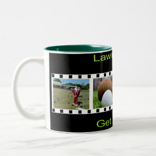 Lawn Bowls Photo Strip, Two-Tone Coffee Mug