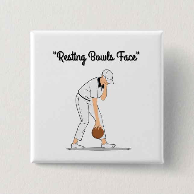 Lawn Bowls: Resting Bowls Face 2 Inch Square Button (Front)