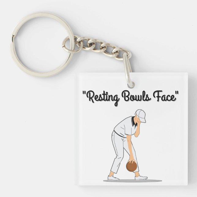 Lawn Bowls: Resting Bowls Face Keychain (Front)