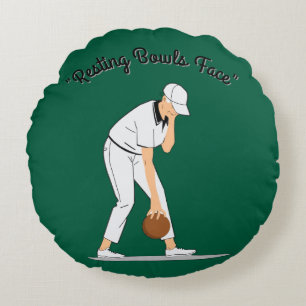 Lawn Bowls: Resting Bowls Face Round Pillow