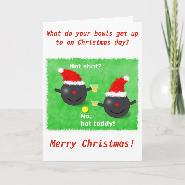 Lawn Bowls, Short mat bowls Christmas card (Front)
